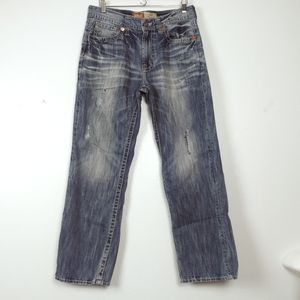 Big Star Pioneer Whiskering Fade Pant Jeans 34 Short Boot Cut Distressed